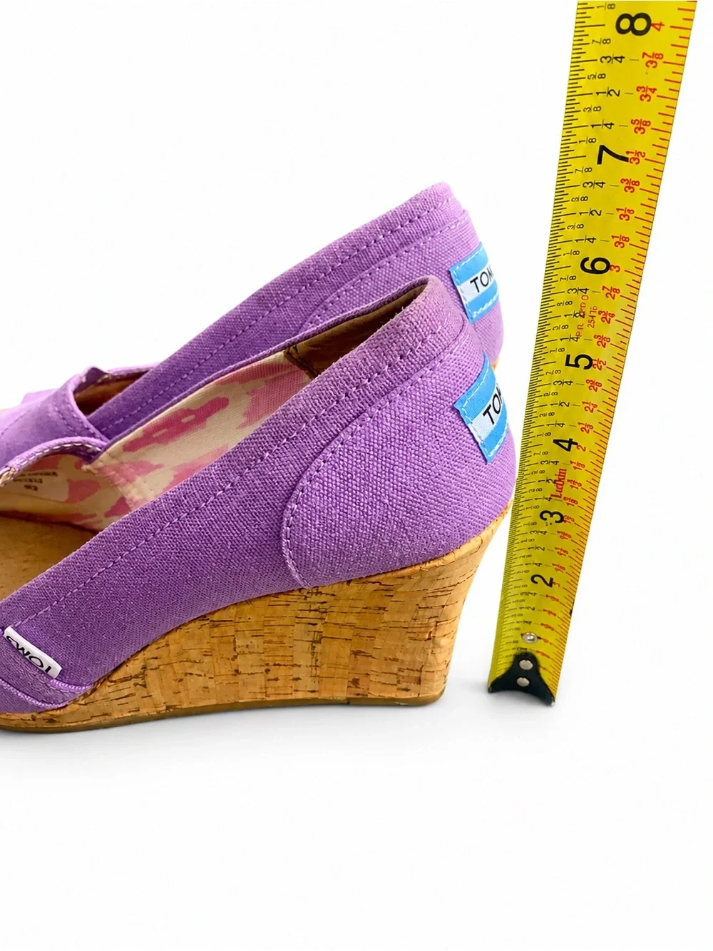 Toms Lilac Canvas Peep-Toe Cork Wedges